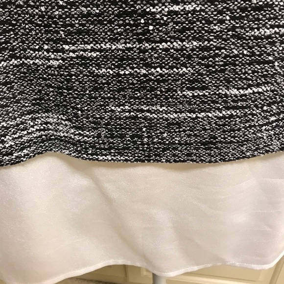 Calvin Klein Black White Tunic Top Logo Zipper Silver Accent Tiered Layer Sz 0X - Picture 7 of 15